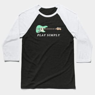 Play Simply Bass Guitar Surf Green Color Baseball T-Shirt